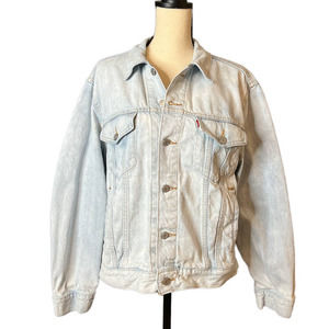 Levi's Jacket in Light Wash with Floral Embroidered Graphic on the Back Size XL